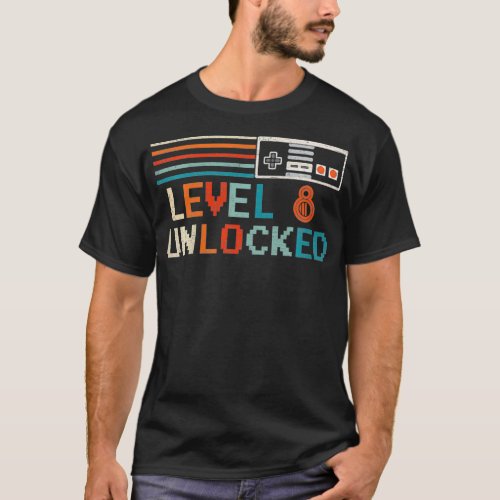 Kids Unlocked Level 8 Birthday Boy Video Game Cont T_Shirt