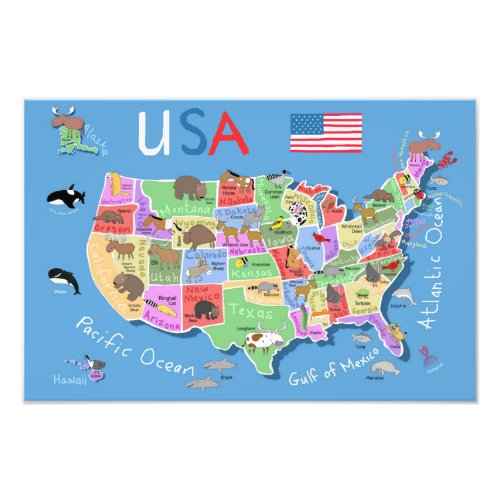 Kids US Map  Photo Print