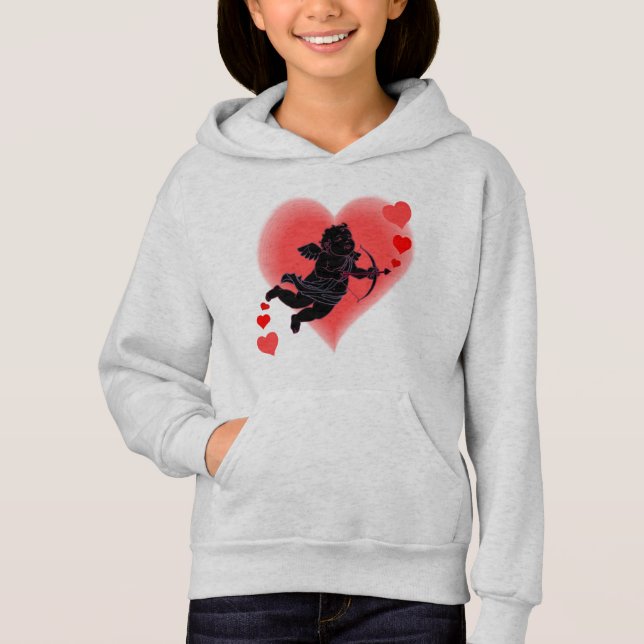 Kid's Valentine Hoodies Pink Cupid Sweatshirt (Front)