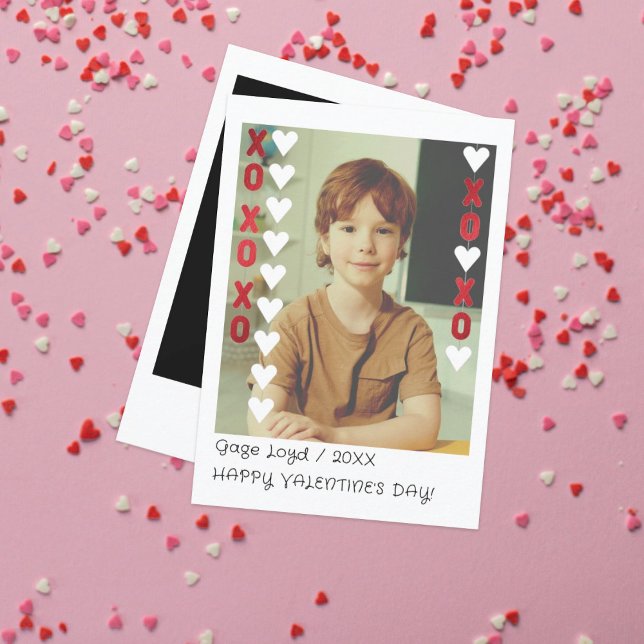 Kids Valentine Instant Photo Card | Red & White (Creator Uploaded)