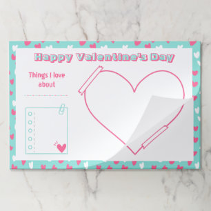 Kids Valentine Large Tearaway Paper Placemats