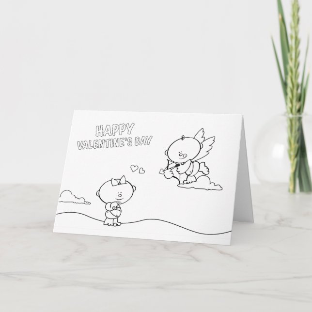 Kids Valentine Love Coloring Card (Front)