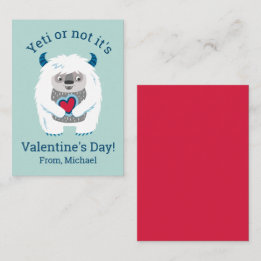 Kids Valentine Yeti Note Card