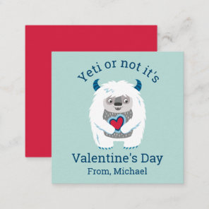 Kids Valentine Yeti Note Card