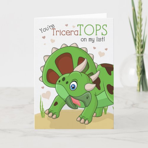 Kids Valentine Youre TriceraTOPS Dinosaur Holiday Card