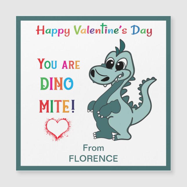 Kids Valentines Day Classroom Dinosaur - dinomite  (Front)