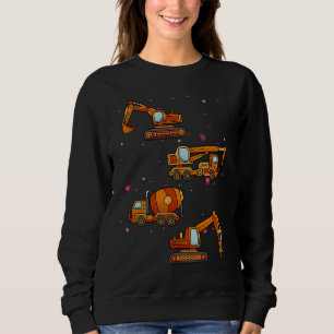 Kids Valentines Day Construction Trucks Funny Boys Sweatshirt