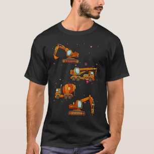 Kids Valentines Day Construction Trucks Funny Boys T-Shirt