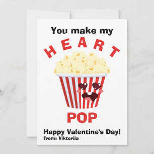 Kids Valentine's Day Cute Popcorn  Holiday Card