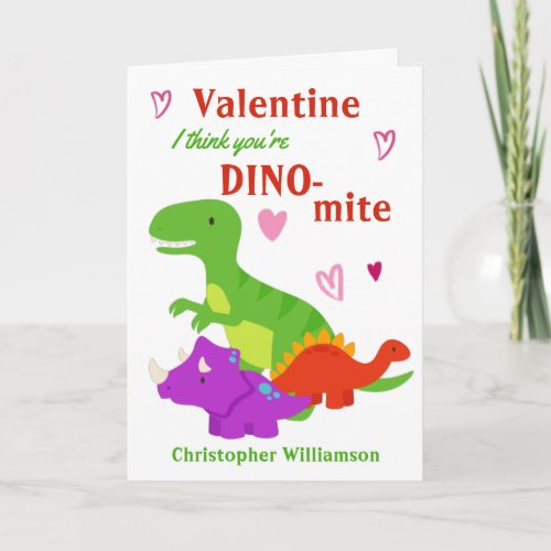 Kids Valentines Day Dino_mite Dinosaur Card