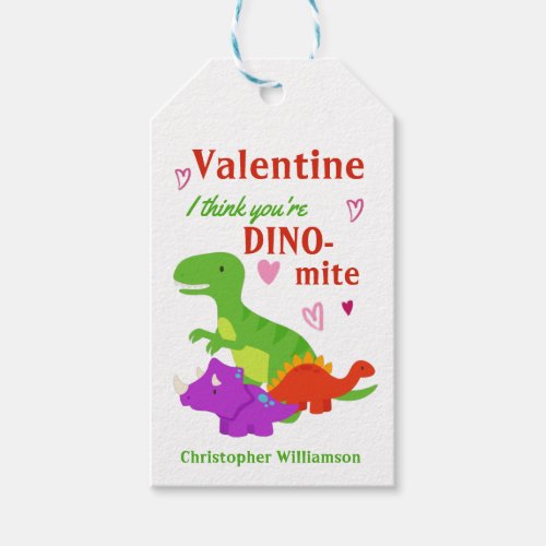 Kids Valentines Day Dino_mite Dinosaur Gift Tags