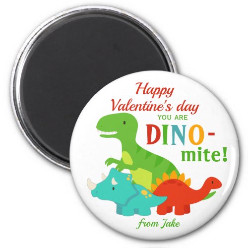 Kids Valentines Day Dinosaur Dino_mite Colorful Magnet