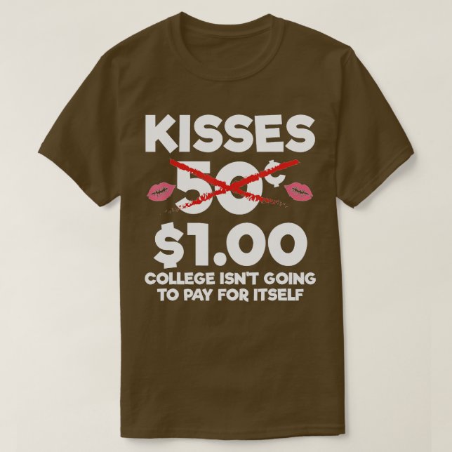 Kids Valentines Day For Boys Funny Kisses One Doll T-Shirt (Design Front)