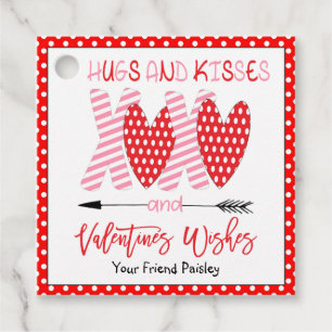 Kids Valentines Day Hugs and Kisses  Favor Tags