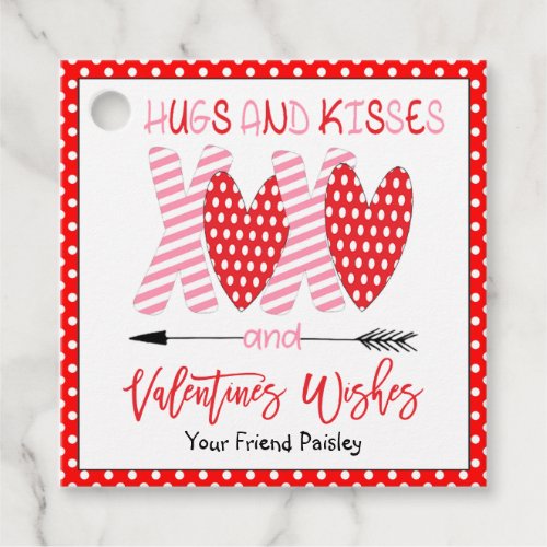 Kids Valentines Day Hugs and Kisses  Favor Tags