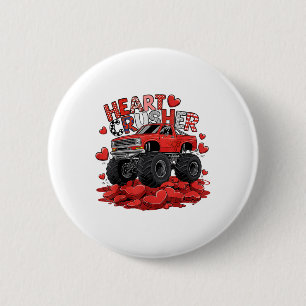Kids Valentines Day Monster Truck Boys Toddler Cru Button