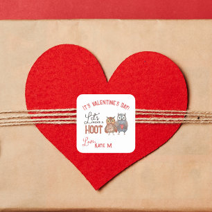 Kids Valentine's Day Owls Cute Square Sticker
