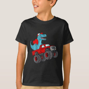 Kids Valentines Day T Rex Riding Monster Truck Fun T-Shirt