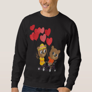 Kids Valentines Day teddy bears on a bicycle Sweatshirt