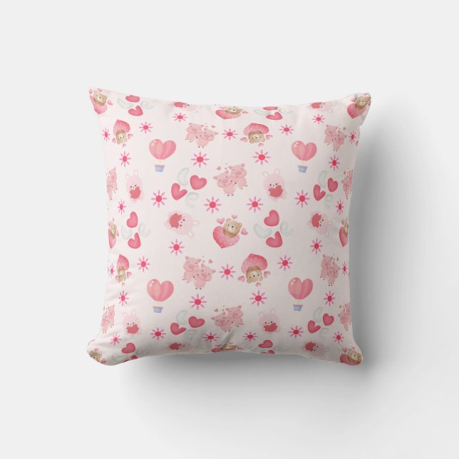 Kids Valentine's Day Throw Pillow (Front)