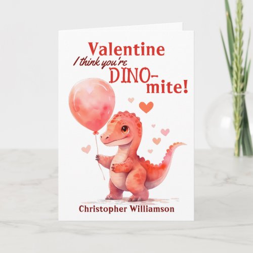 Kids Valentines Day Youre Dino_mite Dinosaur Card