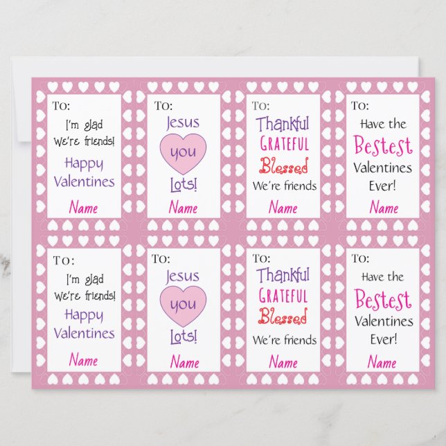 Kids Valentines Sheet of Eight (Front)
