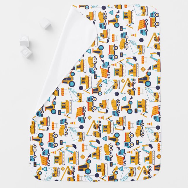 Kids Vehicle Construction Dump Trucks Cars Pattern Baby Blanket (In Situ)