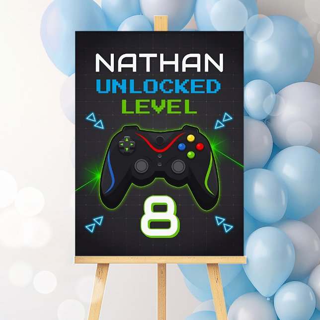 Kids Video Game Birthday Level Unlocked Sign (Creator Uploaded)