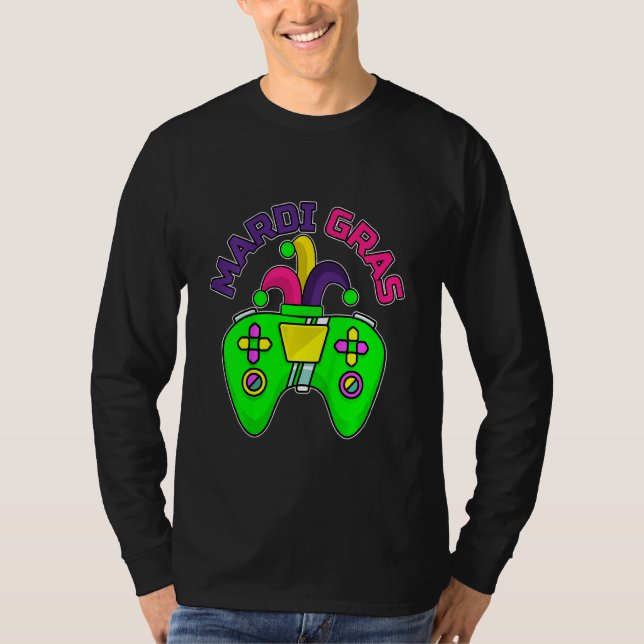 Kids Video Game Controller Jester Mardi Gras Gamin T-Shirt (Front)