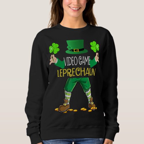 Kids Video Game Leprechaun Boys St Patricks Day Fu Sweatshirt