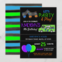 Kid's Video Game Truck Girl's Birthday Invitation