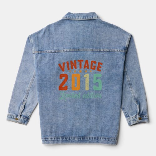 Kids Vintage 2015  8 Yrs Old Retro 8th Birthday  Denim Jacket