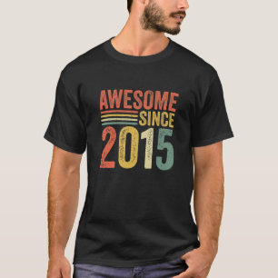 Kids Vintage Awesome Since 2015 7Th Birthday Retro T-Shirt
