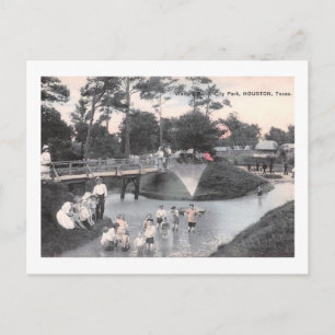 Kids, Wading Pond, Houston, Texas, 1910 Vintage Postcard