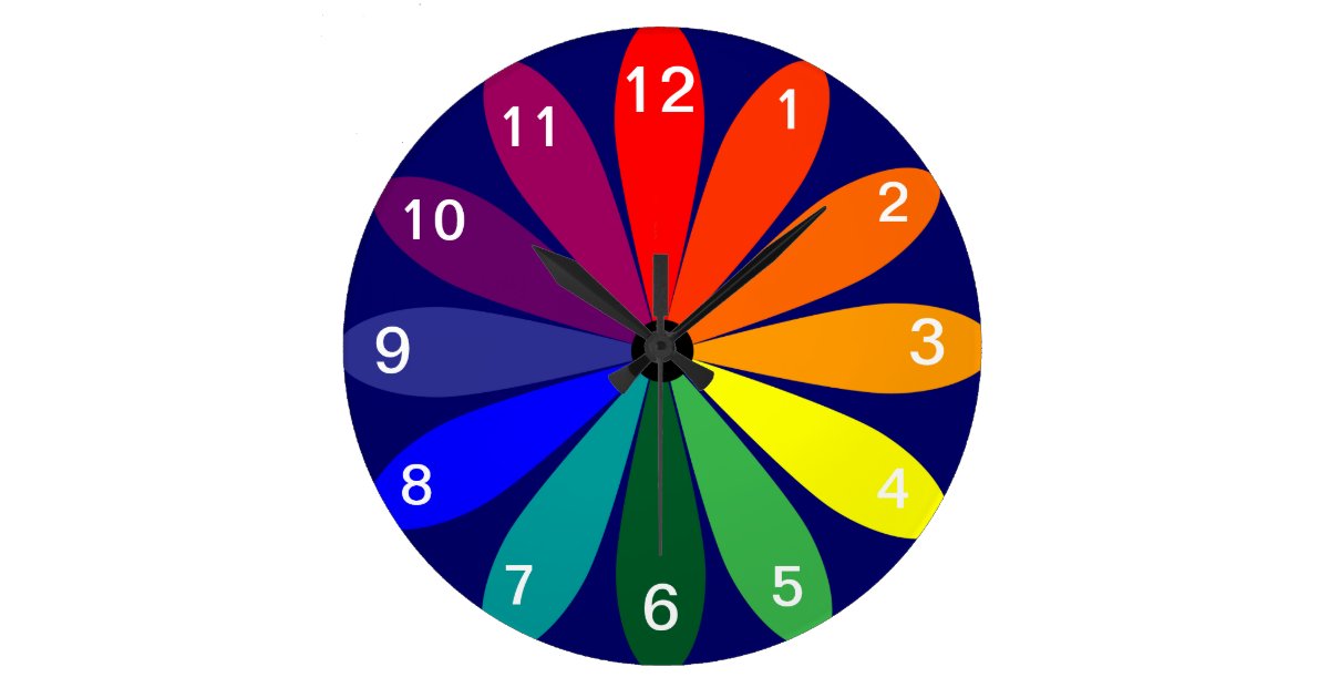 kids wall clock colorful flower color wheel zazzle com flower color wheel chart