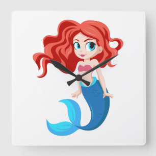 Kids' wall clock with cute mermaid