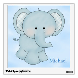Kid's Wall Decal Cute Blue Elephant