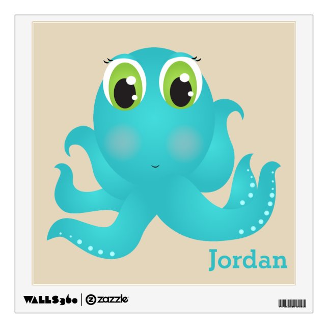 Kid's Wall Decal Cute Happy Octopus (Front)