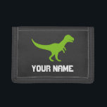 Kid's wallet with t-rex jurassic tyrannosaurus rex<br><div class="desc">Kid's wallets with t-rex tyrannosaurus rex animal logo. Personalizable with name, slogan or monogram letters. Cool back to school or Birthday party gift idea for children (boy or girl), grandson, son, nephew, friend, guests etc. Personalized jurrasic presents for him or her. Available in different colors like red black blue etc....</div>