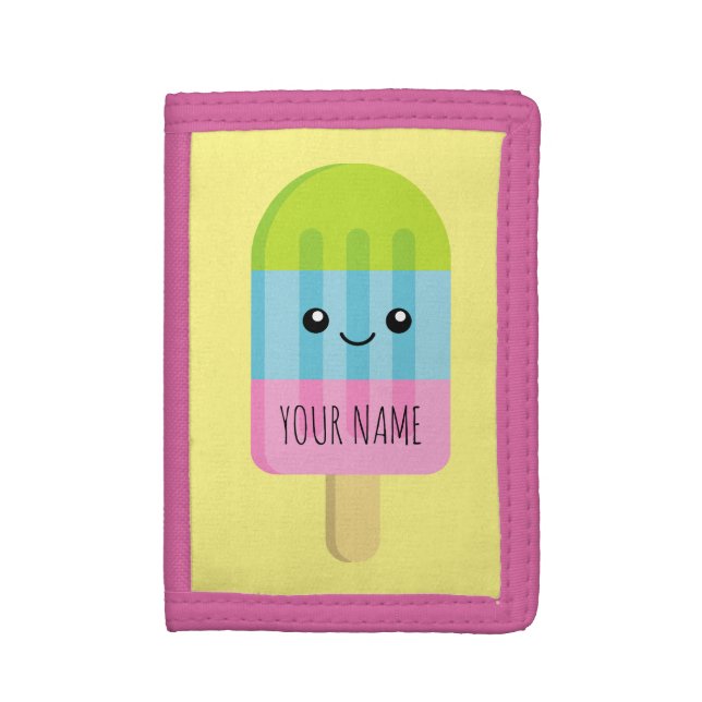 Kid's wallets with cute kawaii ice cream drawing (Front Vertical)