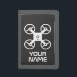 Kid's wallets with quadcopter drone logo<br><div class="desc">Kid's money wallets with quadcopter drone logo. Personalized with name, slogan or monogram letters. Cool Birthday gift idea for children (boy or girl), drone pilot, instructor etc. Personalized present for him or her. Available in different colors like red black blue etc. Nice for son, grandson, nephew, cousin, dad, boyfriend, uncle,...</div>