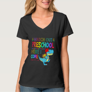 Kids Watch Out Preschool Here I Come Dinosaur Back T-Shirt