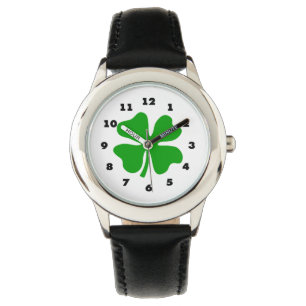 Kids watch with four leaf clover   green shamrock