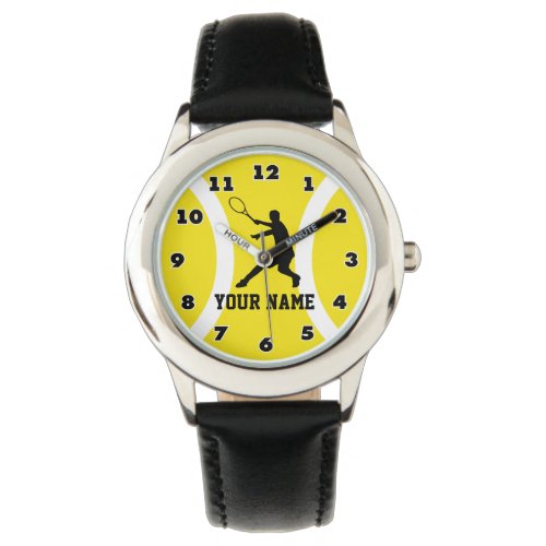 Kids watch with tennis design and custom name