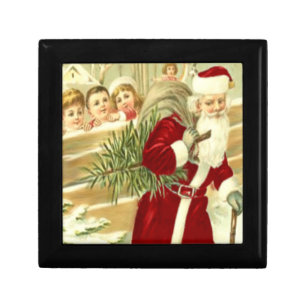 Kids Watching Santa Gift Box