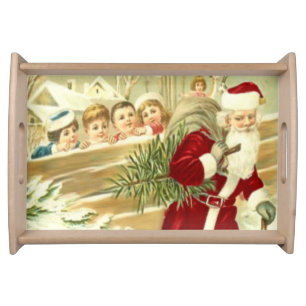 Kids Watching Santa Serving Tray