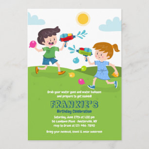 Kid's Water Fight Play Invitation