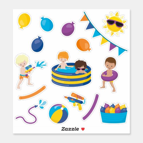 Kids Water Play with Boys Sticker