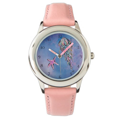  Kids Watercolor Beach Sea Jelly Fish Star Fish Watch