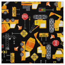 Kids Watercolor Construction Vehicles Fabric